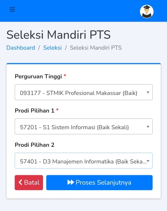 Form Seleksi Mandiri